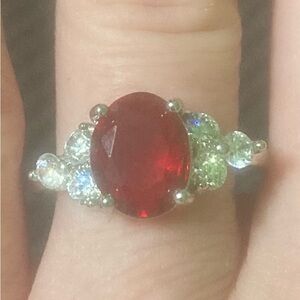 Elegant Sterling Silver Ruby CZ Ring